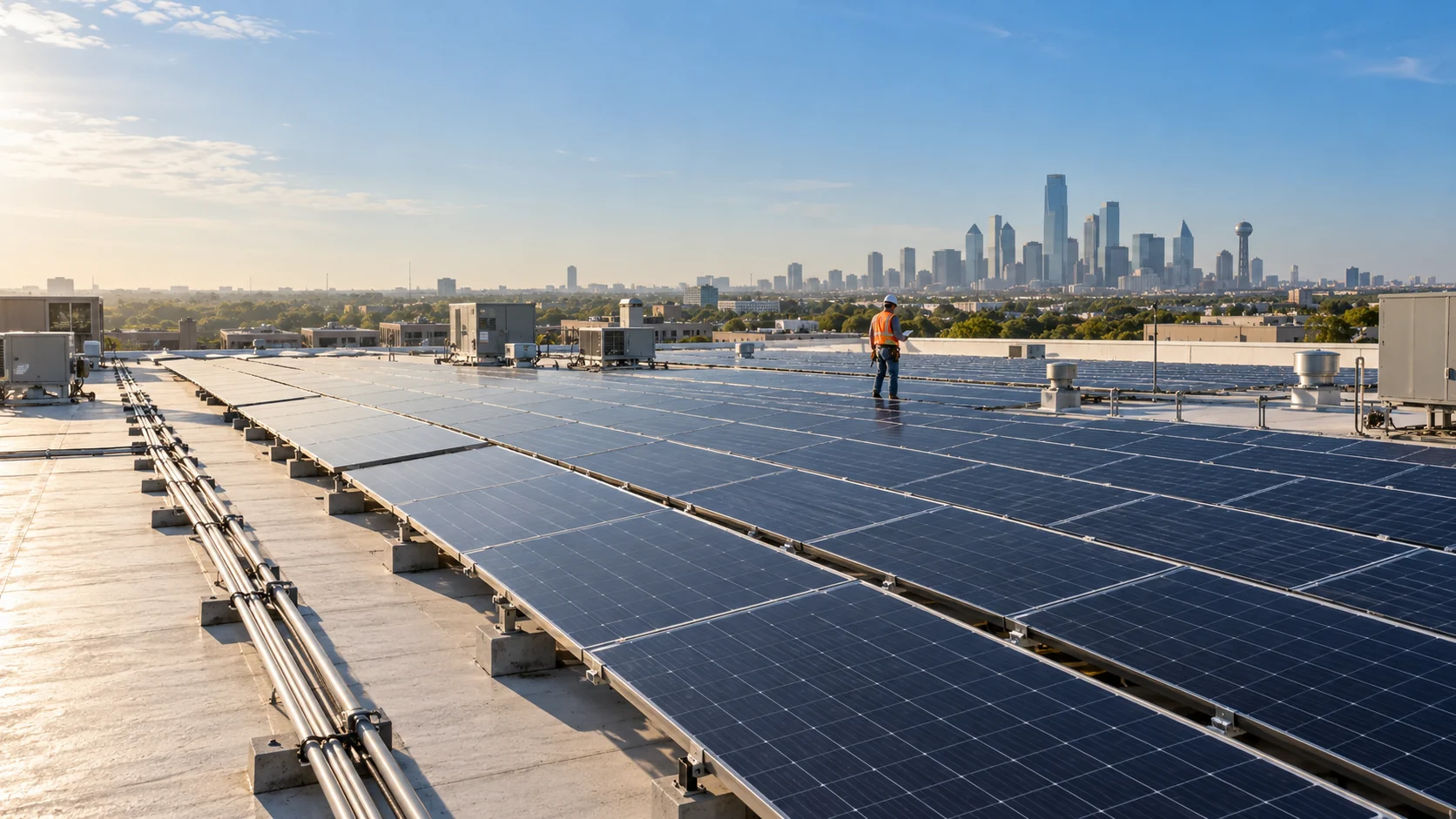 Commercial rooftop solar installation in Dallas