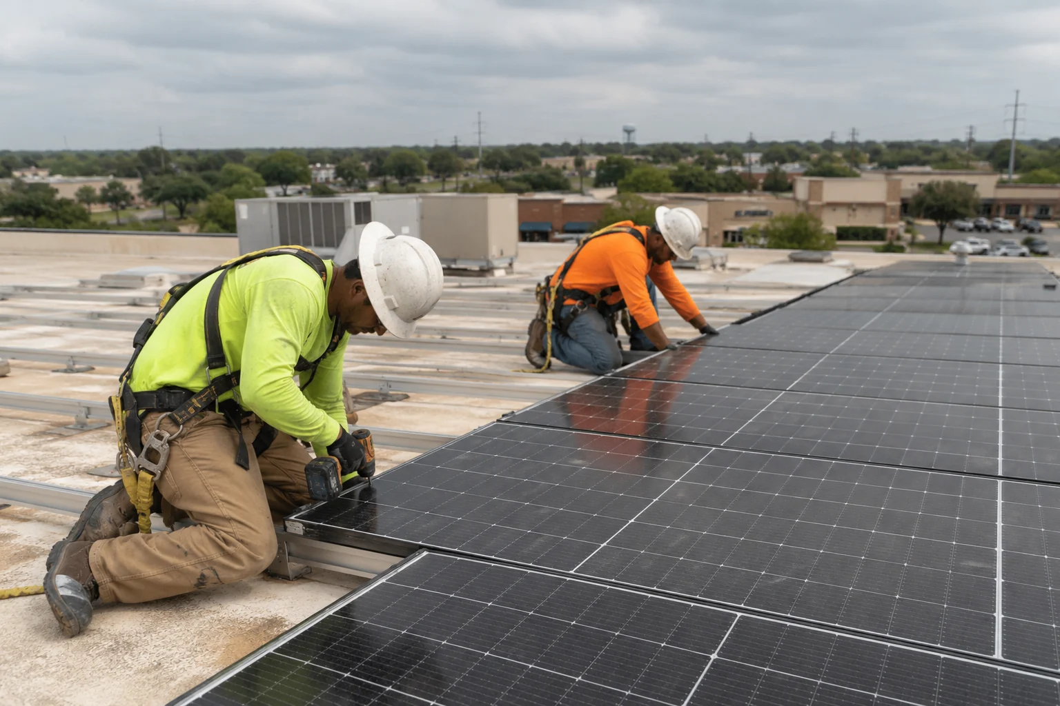 Solar panels installed on a modern property